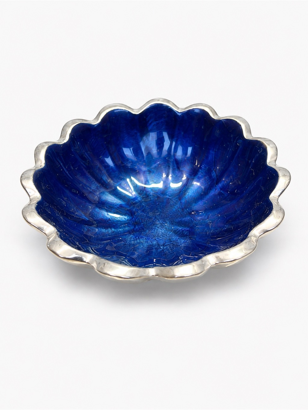 Julia Knight Peony 4” Petite Bowl Sapphire Blue Enamel Silver